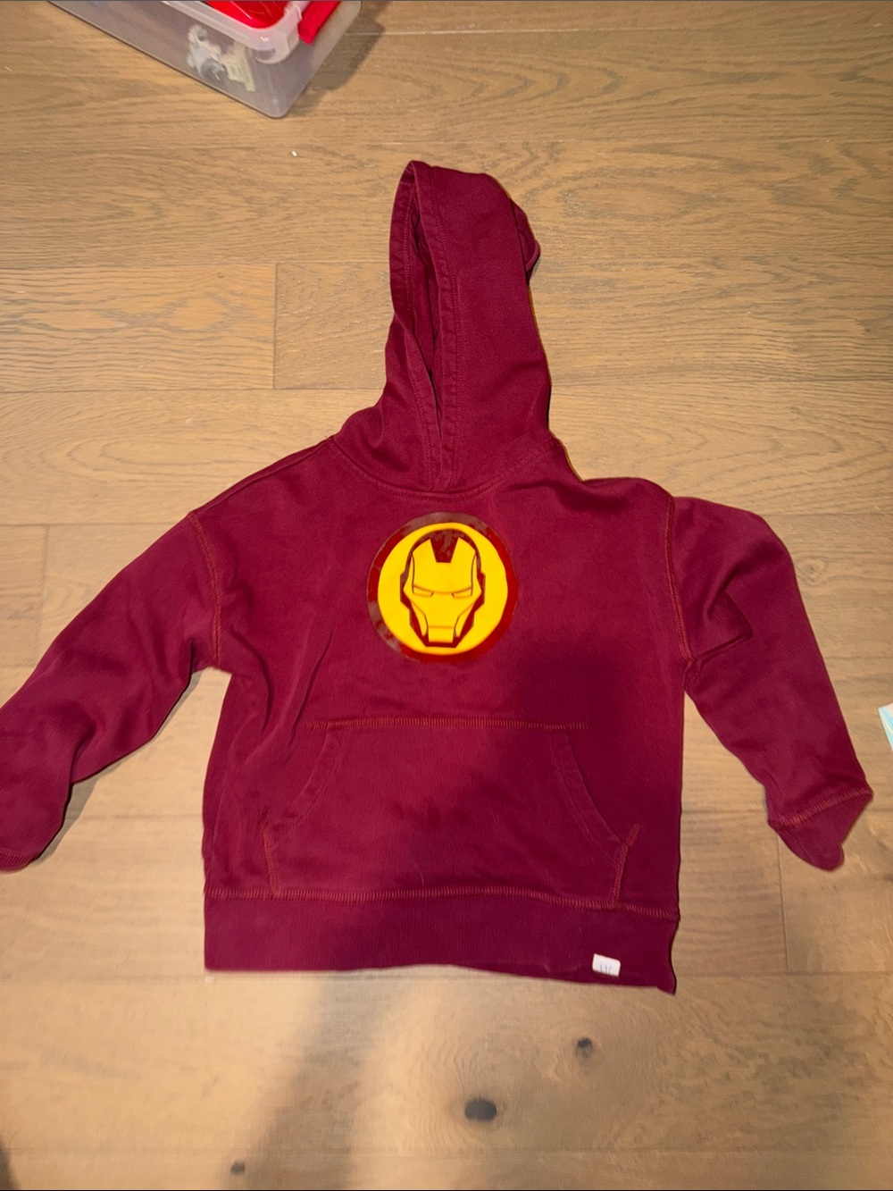 GAP Maroon Hoodie with Yellow Iron Man Patch